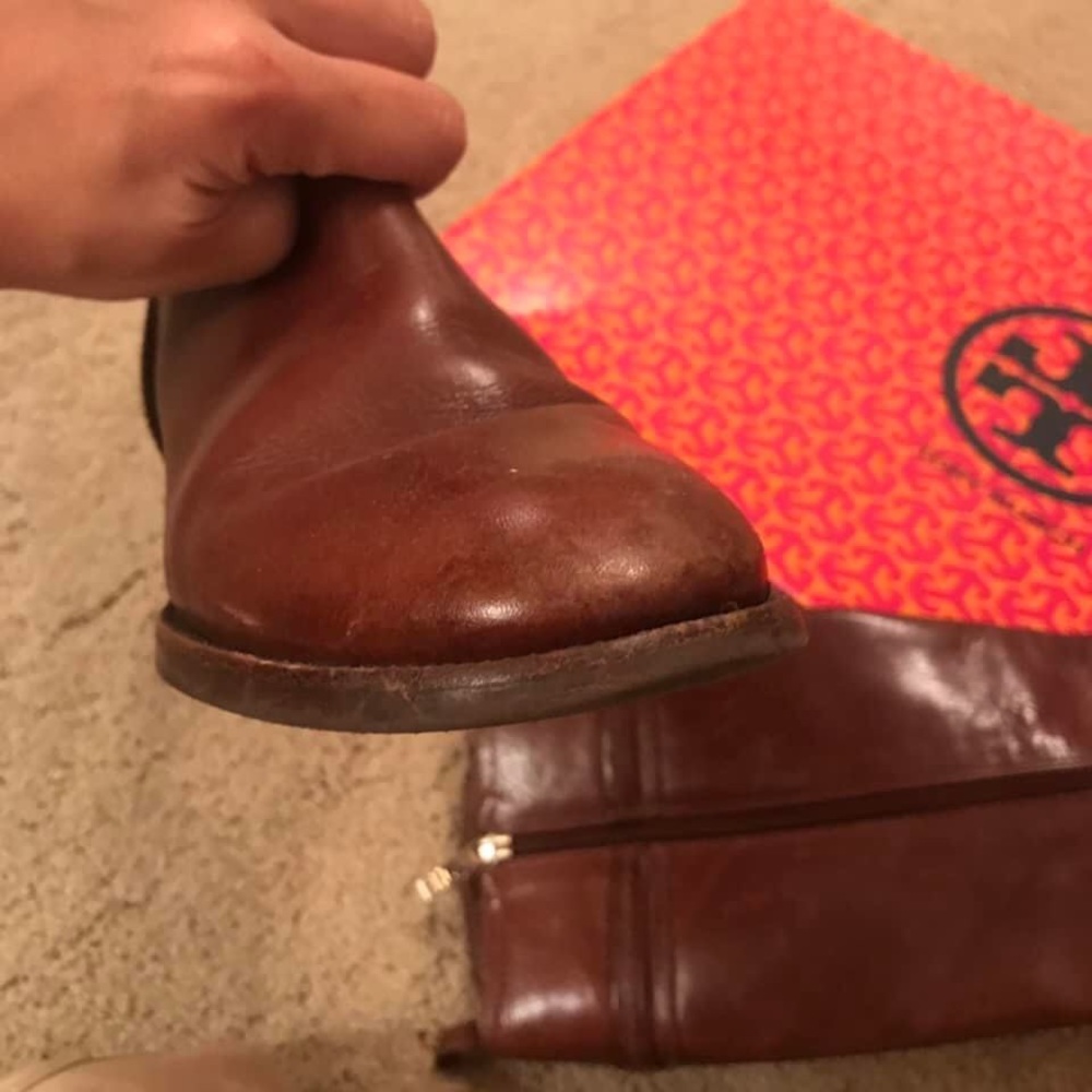 Tory Burch Riding Boots Size 8 Cognac Leather - Picture 7 of 8